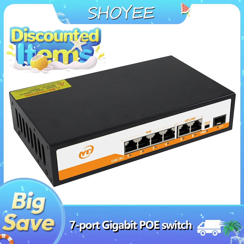 Новый 7-портовый гигабитный Ethernet-коммутатор POE RJ45 SFP с невимужным подключением 802.3af/at Plug and Play, для IP-камеры/NVR
Новый 7-портовый гигабитный Ethernet-коммутатор POE RJ45 SFP с невимужным подключением 802.3af/at Plug and Play, для IP-камеры/NVR