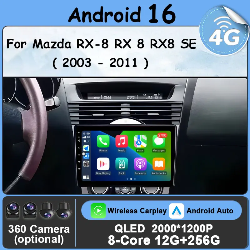 Android 16 Split Screen No 2 din Radio for Mazda RX-8 RX 8 RX8 SE 2003 - 2011 DSP Stereo 4G LTE Car Radio Video BT WIFI Carplay
Android 16 Split Screen No 2 din Radio for Mazda RX-8 RX 8 RX8 SE 2003 - 2011 DSP Stereo 4G LTE Car Radio Video BT WIFI Carplay