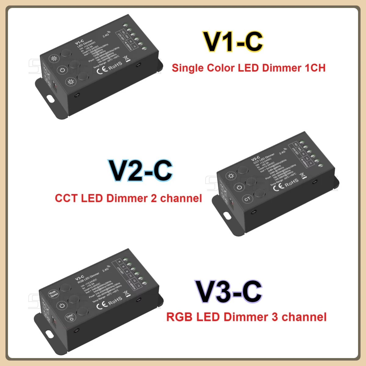 SKYDANCE DC12-24V V1-C V2-C V3-C светодиодный диммер 1/2/3CH RF2.4G контроллер лампы подходит для CCT RGB светодиодные ленты PWM одноцветный
SKYDANCE DC12-24V V1-C V2-C V3-C светодиодный диммер 1/2/3CH RF2.4G контроллер лампы подходит для CCT RGB светодиодные ленты PWM одноцветный