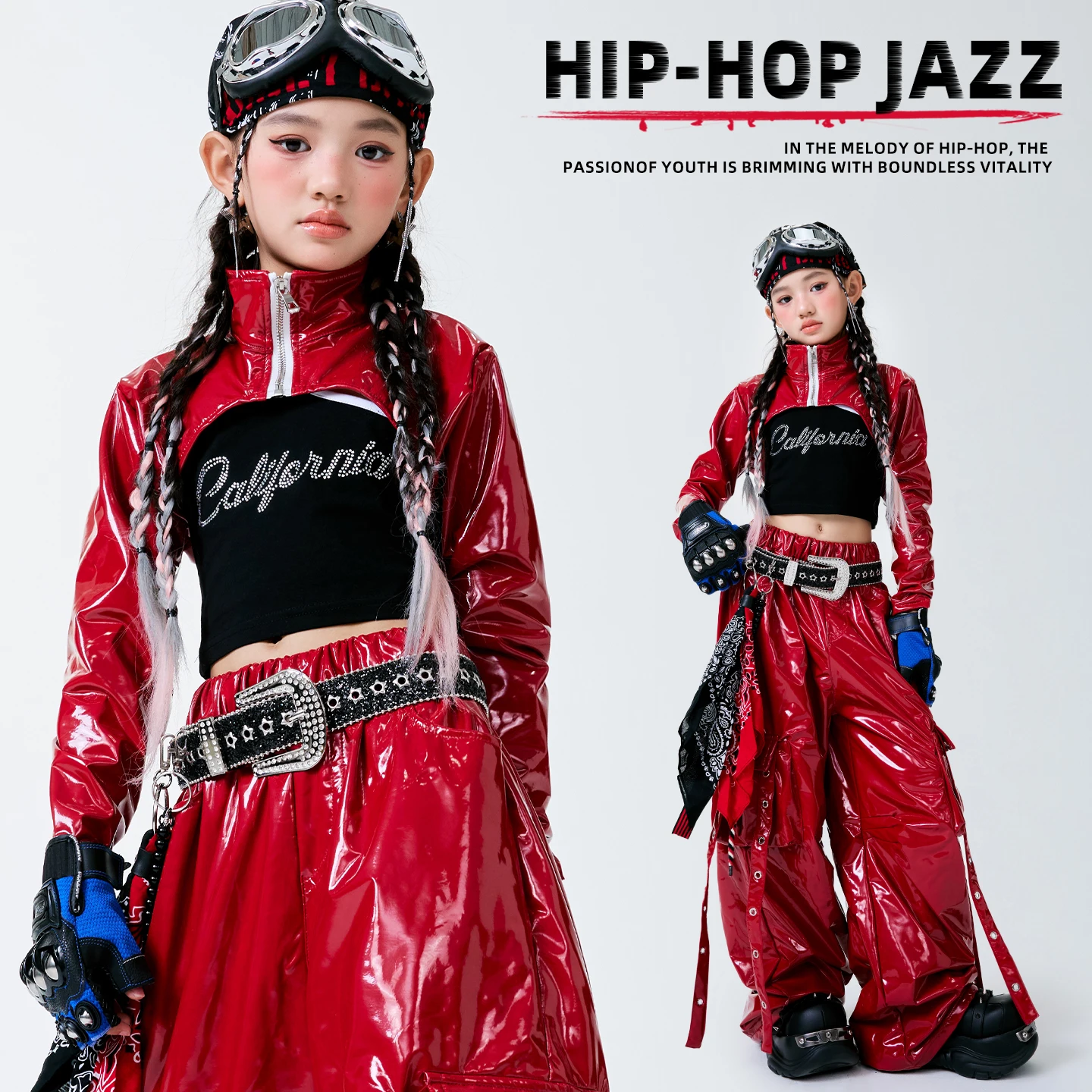 New Jazz Modern Dance Performance Costumes For Girls Red Crop Tops Loose Pants Street Dance Wear Hip Hop Dance Clothing DQS20907
New Jazz Modern Dance Performance Costumes For Girls Red Crop Tops Loose Pants Street Dance Wear Hip Hop Dance Clothing DQS20907