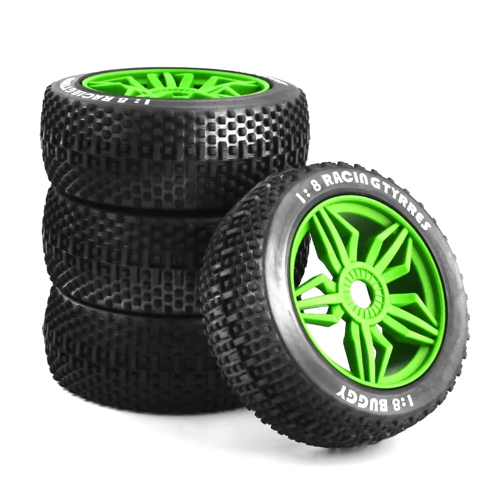 1/8 RC Car Off-Road Tire Set 4 Pack 116mm Tyres with 17mm Hex Hub Rims Compatible with HPI HSP Kyosho ZD Bazooka
1/8 RC Car Off-Road Tire Set 4 Pack 116mm Tyres with 17mm Hex Hub Rims Compatible with HPI HSP Kyosho ZD Bazooka