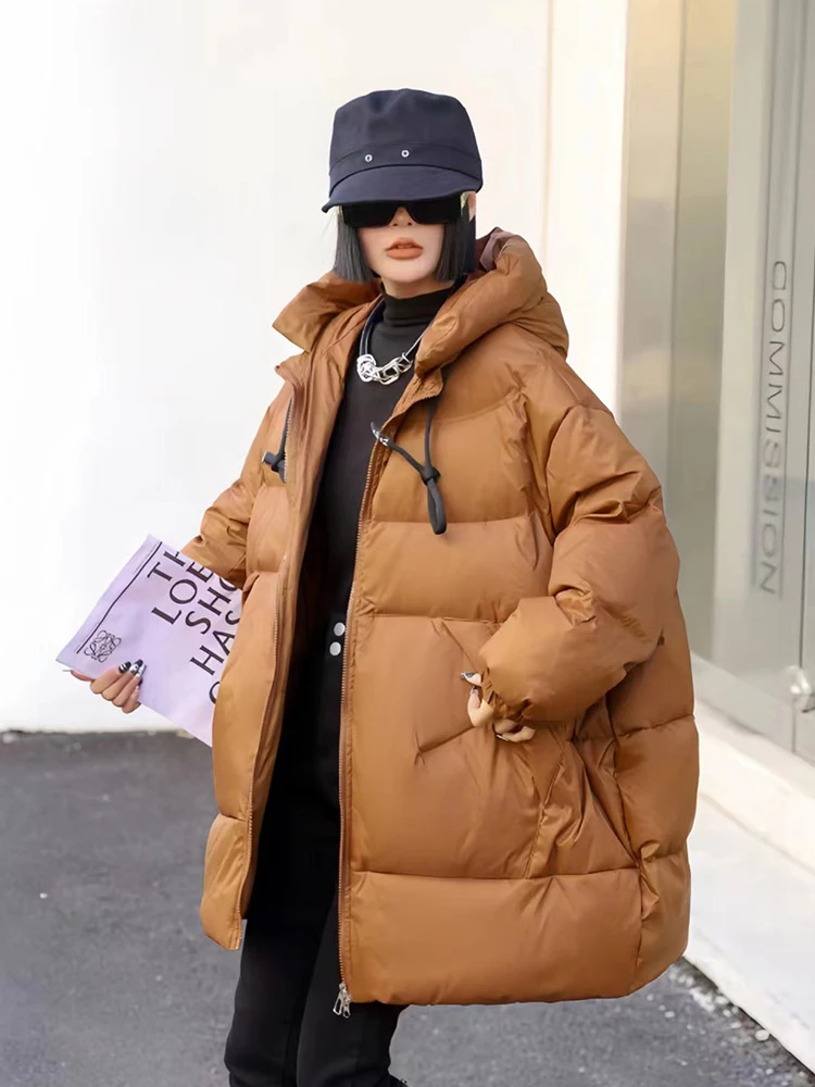 Winter Loose Mid Length Hooded Down Jacket Female Thick Warm Pocket Jacket Women White Duck Down Solid Waterproof Parker Outwear
Winter Loose Mid Length Hooded Down Jacket Female Thick Warm Pocket Jacket Women White Duck Down Solid Waterproof Parker Outwear