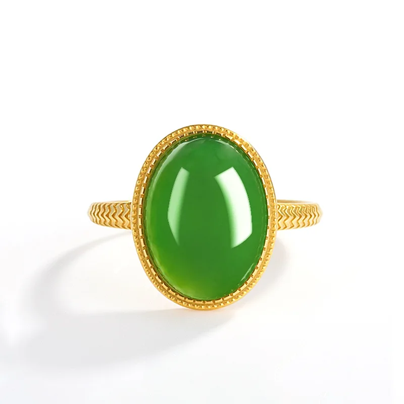 Genuine natural Hetian jade ring, spinach green round beads,rose gold S925 silver-set fashionable jewelry accessory
Genuine natural Hetian jade ring, spinach green round beads,rose gold S925 silver-set fashionable jewelry accessory