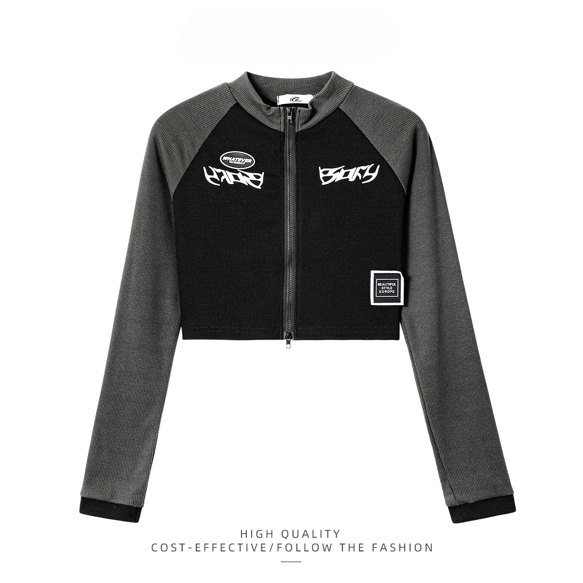 Color Blocked Racing Shirt Embroidery Semi High Neck Zipper Short Jacket Women's Autumn Winter Base Shirt Sweet Cool Latter Top
Color Blocked Racing Shirt Embroidery Semi High Neck Zipper Short Jacket Women's Autumn Winter Base Shirt Sweet Cool Latter Top