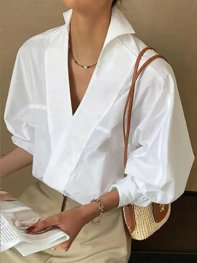 ZANZEA Summer Women Blouse Shirt Chic Sexy Stand Deep V Neck Puff Sleeve Tunic Tops Fashion Lapel Office OL White Blusas
ZANZEA Summer Women Blouse Shirt Chic Sexy Stand Deep V Neck Puff Sleeve Tunic Tops Fashion Lapel Office OL White Blusas