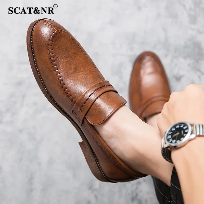 Men's loafers business dress leather shoes men's brand brown oxford shoes high quality soft flat pointed toe Mocassin Homme
Men's loafers business dress leather shoes men's brand brown oxford shoes high quality soft flat pointed toe Mocassin Homme
