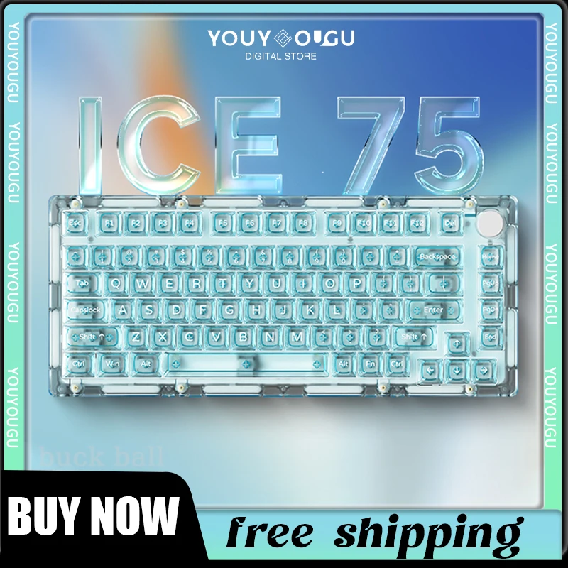 Monsgeek ICE75 Wireless Bluetooth Mechanical Keyboard Transparent 3-Mode Keyboard RGB Backlit Hot Swap Customize Gaming Keyboard
Monsgeek ICE75 Wireless Bluetooth Mechanical Keyboard Transparent 3-Mode Keyboard RGB Backlit Hot Swap Customize Gaming Keyboard