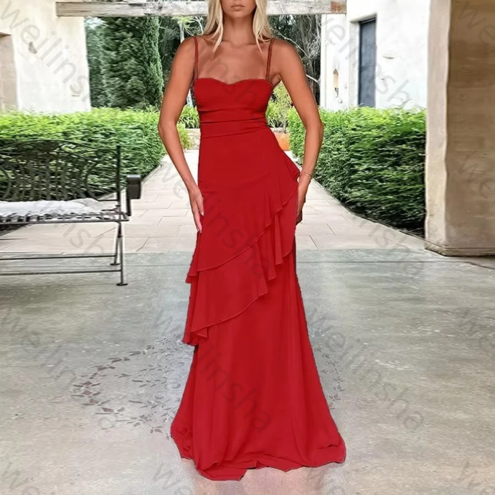 Elegant Ruffles Backless Evening Dresses Sexy Spaghetti Strap Sleeveless Dress Exquisite High Quality Prom Party Gown Customized
Elegant Ruffles Backless Evening Dresses Sexy Spaghetti Strap Sleeveless Dress Exquisite High Quality Prom Party Gown Customized