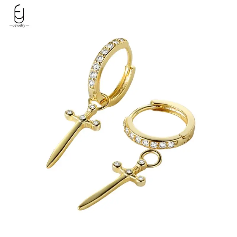 925 Sterling Silver Needle Punk Gothic Cross Pendant Earrings White Crystal Hoop Earring For Women Fashion Jewelry Pendientes
925 Sterling Silver Needle Punk Gothic Cross Pendant Earrings White Crystal Hoop Earring For Women Fashion Jewelry Pendientes