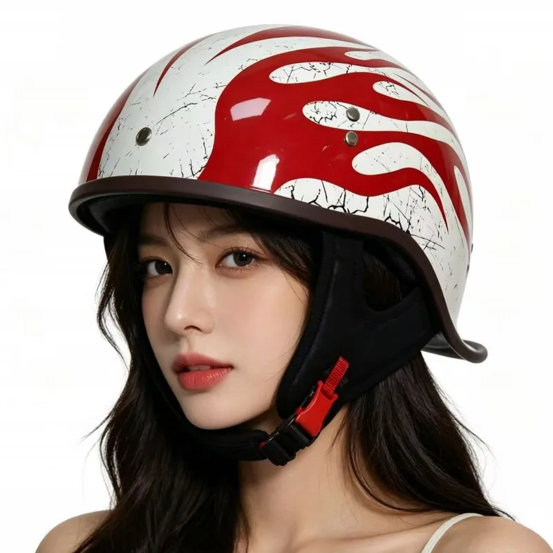 Half Face Motorcycle Helmet for Men Women, Summer Open Face Retro Indian Style Protective Riding Helmet with Chin Strap
Half Face Motorcycle Helmet for Men Women, Summer Open Face Retro Indian Style Protective Riding Helmet with Chin Strap