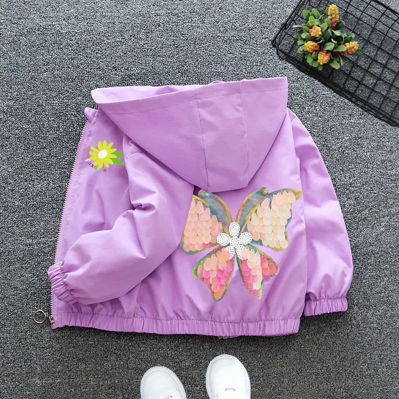 Spring Printed Flower Baby Girls Casual Coat Colorful Sequins Shining Butterfly Children's Outdoor Jackets Hooded Kids Tops
Spring Printed Flower Baby Girls Casual Coat Colorful Sequins Shining Butterfly Children's Outdoor Jackets Hooded Kids Tops