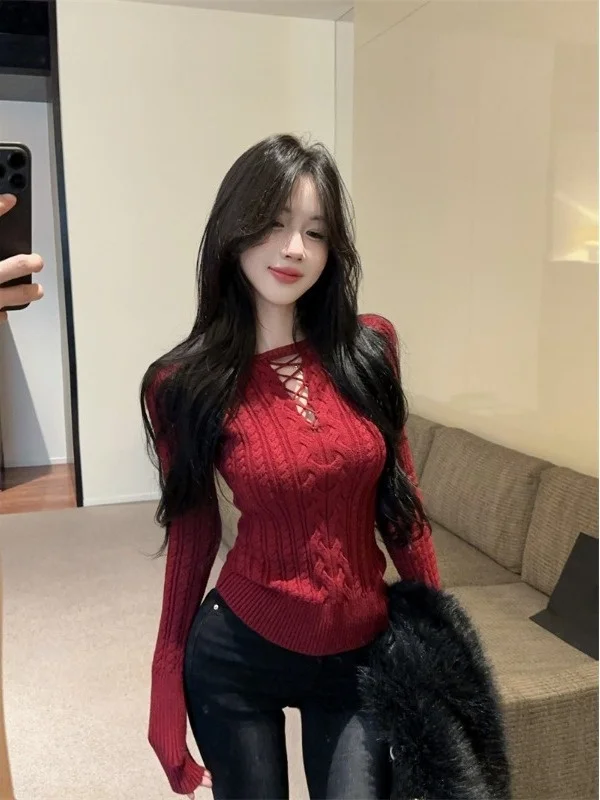 Nicole Rose California Art Academy Vintage Twist Base Knit Sweater Autumn Winter Atmosphere Super White Red Inner Knitted Top
Nicole Rose California Art Academy Vintage Twist Base Knit Sweater Autumn Winter Atmosphere Super White Red Inner Knitted Top