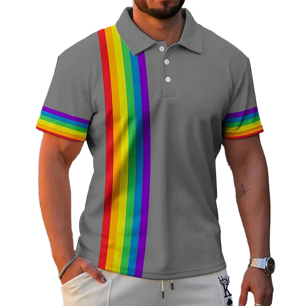 Rainbow Striped Printed Polo-Shirt Summer Design Golf Shirts For Men Multicolor Fashion Tops Casual Outdoor Oversized Clothing
Rainbow Striped Printed Polo-Shirt Summer Design Golf Shirts For Men Multicolor Fashion Tops Casual Outdoor Oversized Clothing
