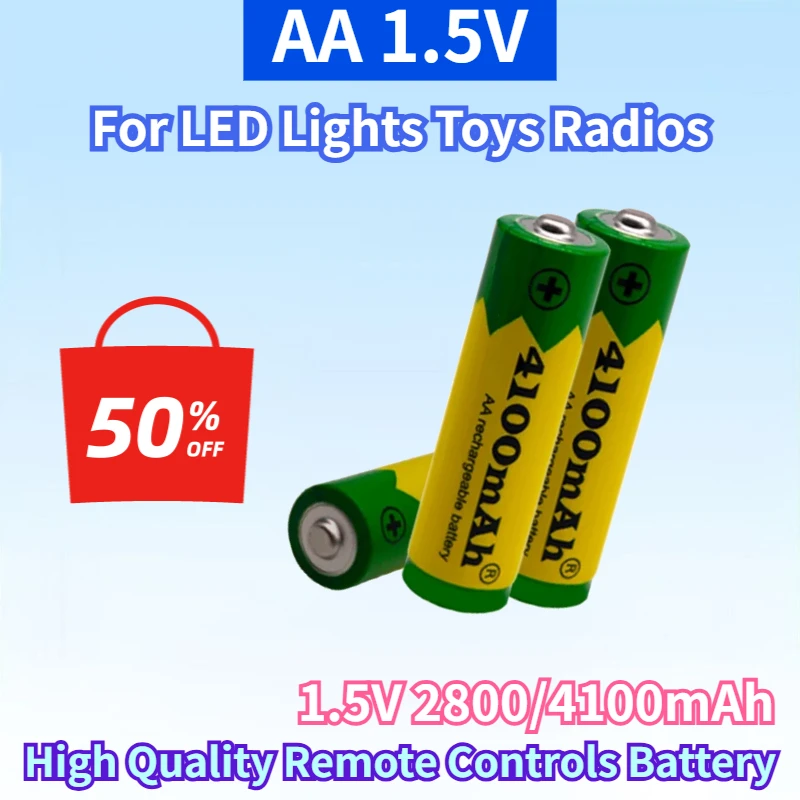 New AA 1.5V 2800/4100mAh Rechargeable Battery for LED Lights Toys Radios Calculator Clock High Quality Remote Controls Battery
New AA 1.5V 2800/4100mAh Rechargeable Battery for LED Lights Toys Radios Calculator Clock High Quality Remote Controls Battery