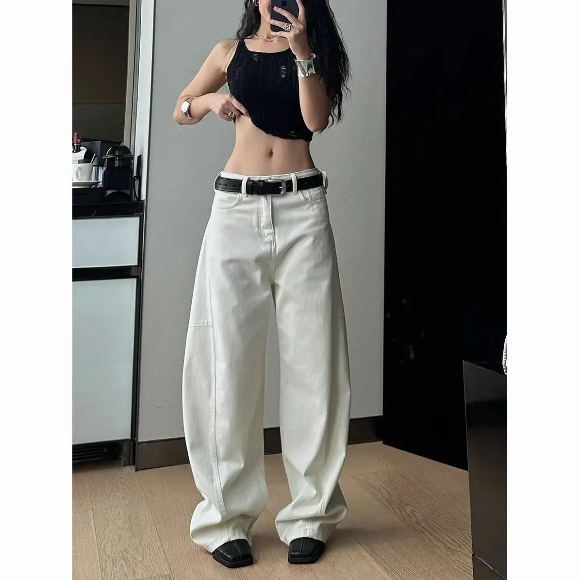 American Retro High Street Vibe Baggy Jeans Women High Waist Vintage Y2K 2000s White Pants Streetwear Wide Leg Denim Trousers
American Retro High Street Vibe Baggy Jeans Women High Waist Vintage Y2K 2000s White Pants Streetwear Wide Leg Denim Trousers