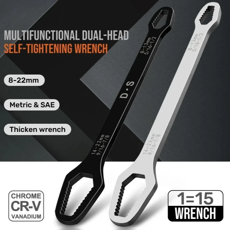 Adjustable Ratchet Wrench Universal Spanner 6mm Thin/8mm Thick 8-22/24mm Double Head Wrench Torx Pipe Wrench
Adjustable Ratchet Wrench Universal Spanner 6mm Thin/8mm Thick 8-22/24mm Double Head Wrench Torx Pipe Wrench