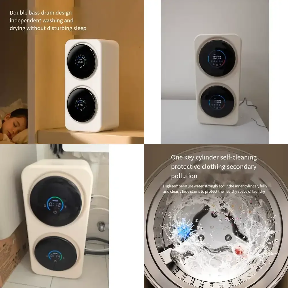 Wall-Hanging Mini Automatic Washing Machine Dual Bucket for Home Use for Car & Underwear Socks Wash & Dry in One Mini Drum
Wall-Hanging Mini Automatic Washing Machine Dual Bucket for Home Use for Car & Underwear Socks Wash & Dry in One Mini Drum