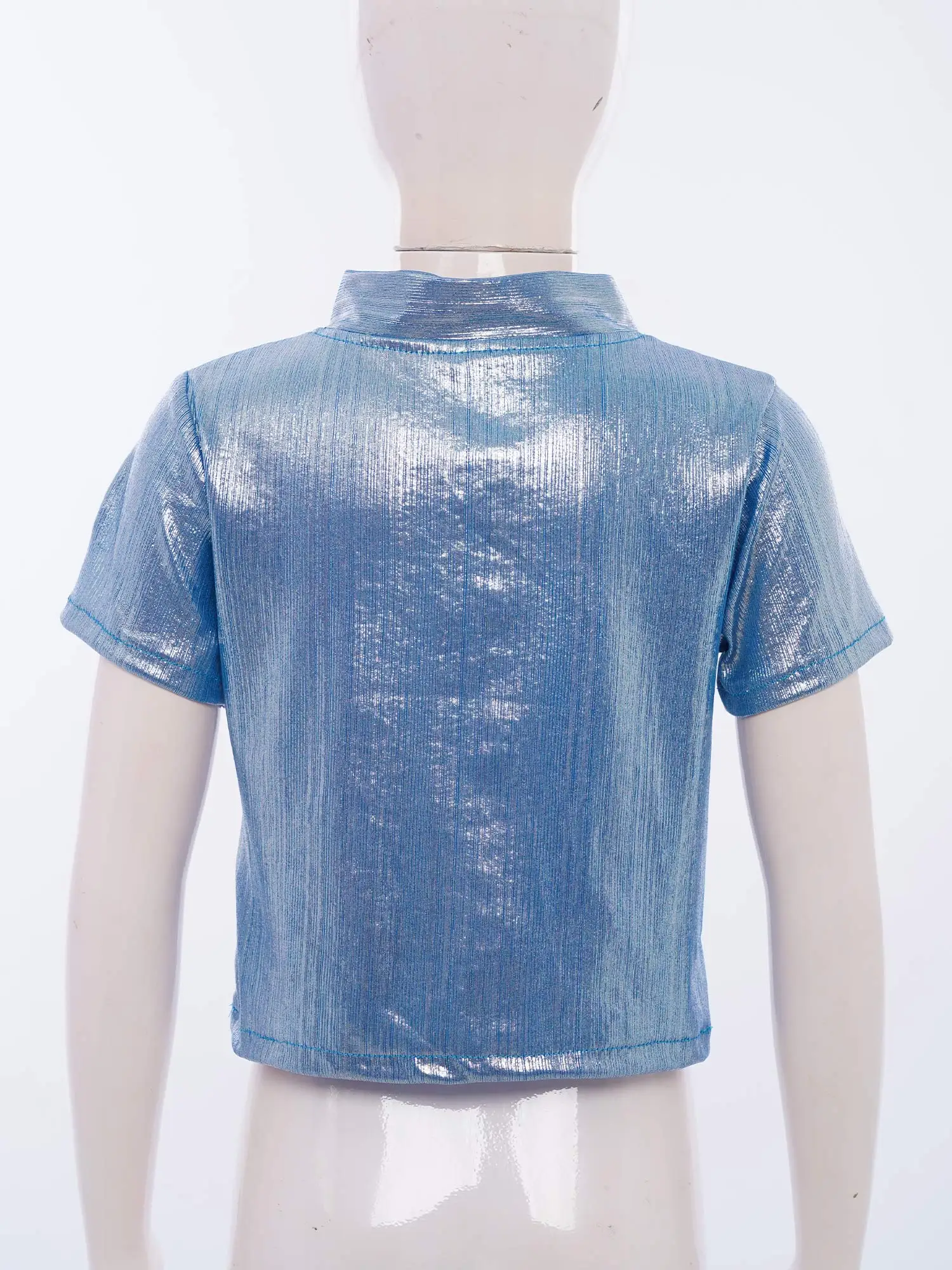 Kids Girls Shirt Shiny Metallic Ribbed Crop Top Lace-up Round Neck Short Sleeve T-shirt for Hip-Hop Jazz Dance Performance Top
Kids Girls Shirt Shiny Metallic Ribbed Crop Top Lace-up Round Neck Short Sleeve T-shirt for Hip-Hop Jazz Dance Performance Top