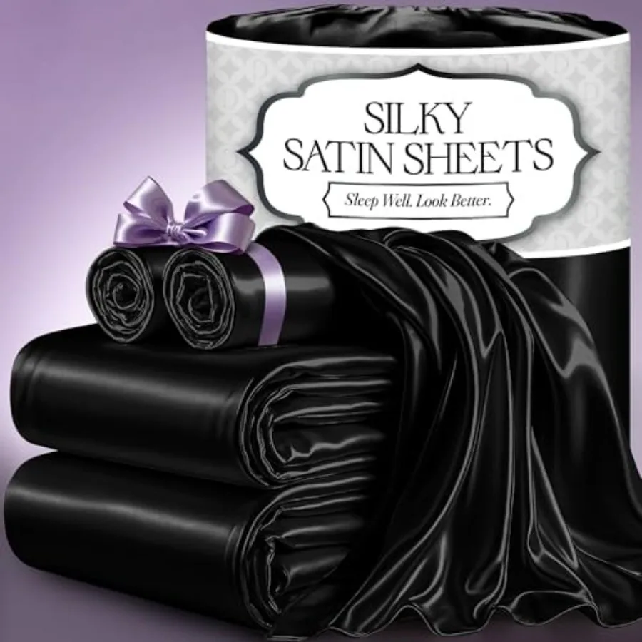 Satin Bed Sheets - 4 Pcs Luxury Silky Size Bedding Set - Softer Than Silk, Wrinkle-Free with 15" Deep Pocket Fitted Sheet, Perf
Satin Bed Sheets - 4 Pcs Luxury Silky Size Bedding Set - Softer Than Silk, Wrinkle-Free with 15" Deep Pocket Fitted Sheet, Perf