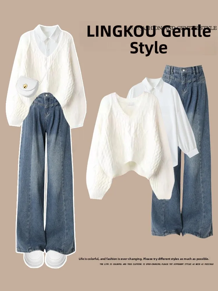 plus Size Autumn Winter Denim Set Women Anti-Aging Fat MM Slimming Concealing White Sweater irt Floor-Length Pants Tee-Pi...
plus Size Autumn Winter Denim Set Women Anti-Aging Fat MM Slimming Concealing White Sweater irt Floor-Length Pants Tee-Pi...