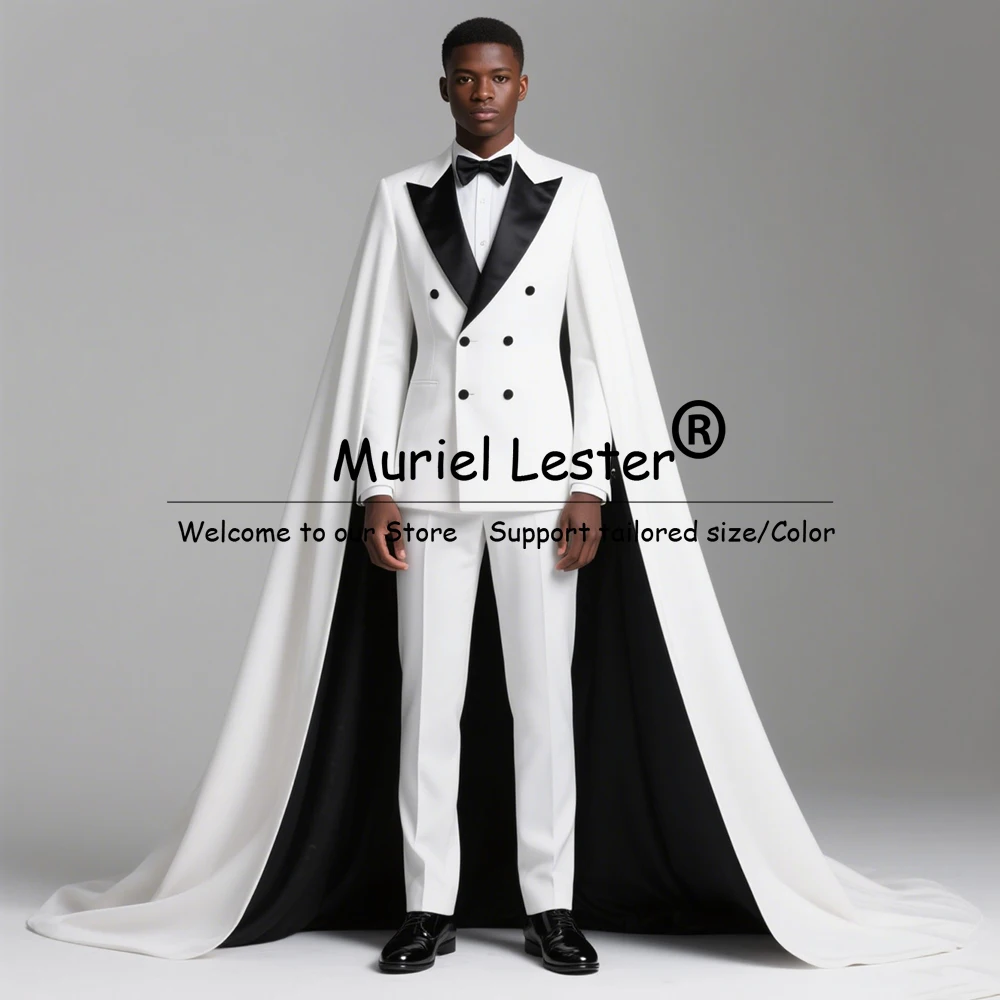 Мужской модный двубортный костюм, мужские комплекты из 2 предметов, черный пиджак для жениха с остроконечными лацканами и накидкой, свадебные смокинги по индивидуальному заказу 2026 
Мужской модный двубортный костюм, мужские комплекты из 2 предметов, черный пиджак для жениха с остроконечными лацканами и накидкой, свадебные смокинги по индивидуальному заказу 2026