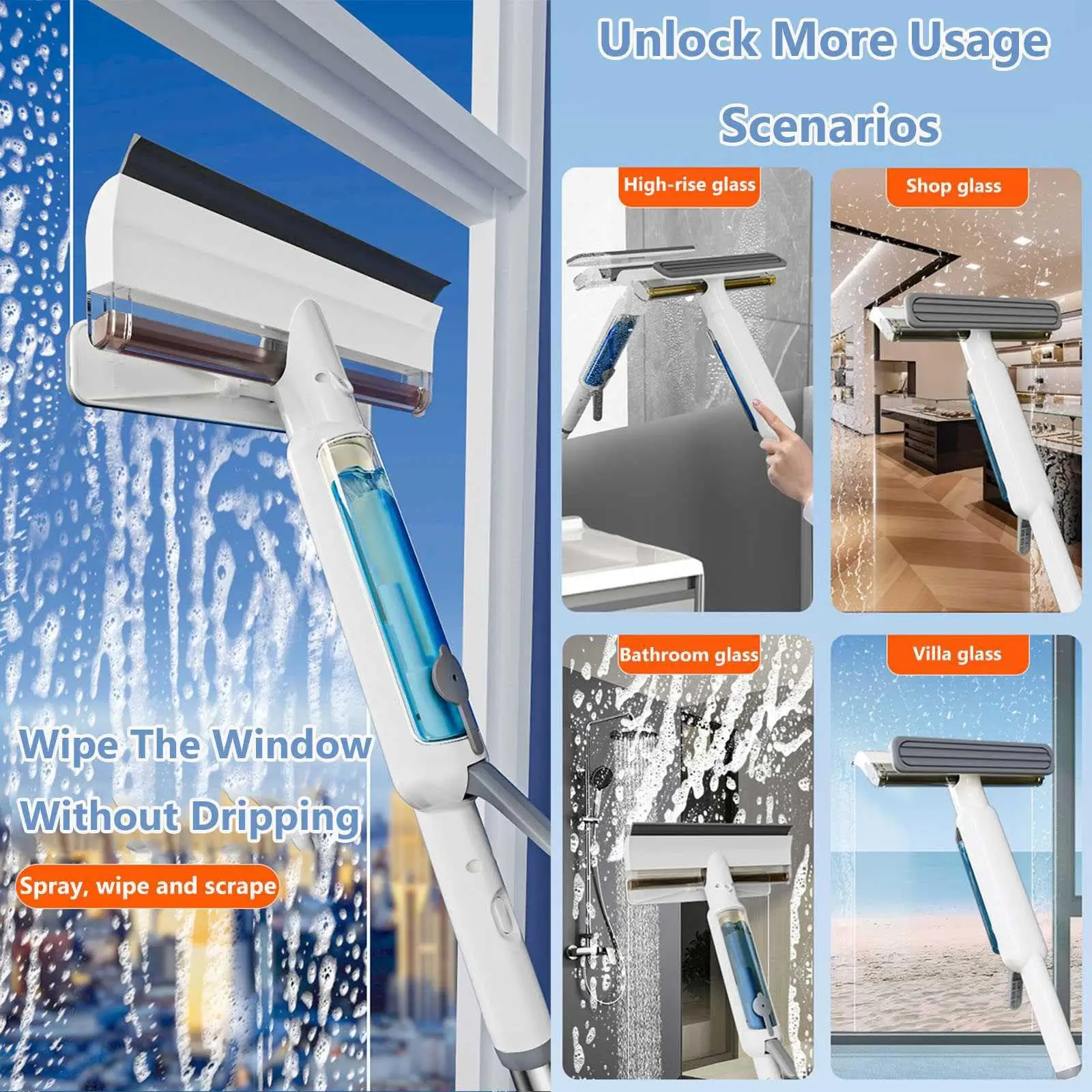 Double Side Mist Retractable Window Cleaner Detachable Pole Window Cleaning Tool for Kitchen Shower Bathroom Home Wall Indoor
Double Side Mist Retractable Window Cleaner Detachable Pole Window Cleaning Tool for Kitchen Shower Bathroom Home Wall Indoor