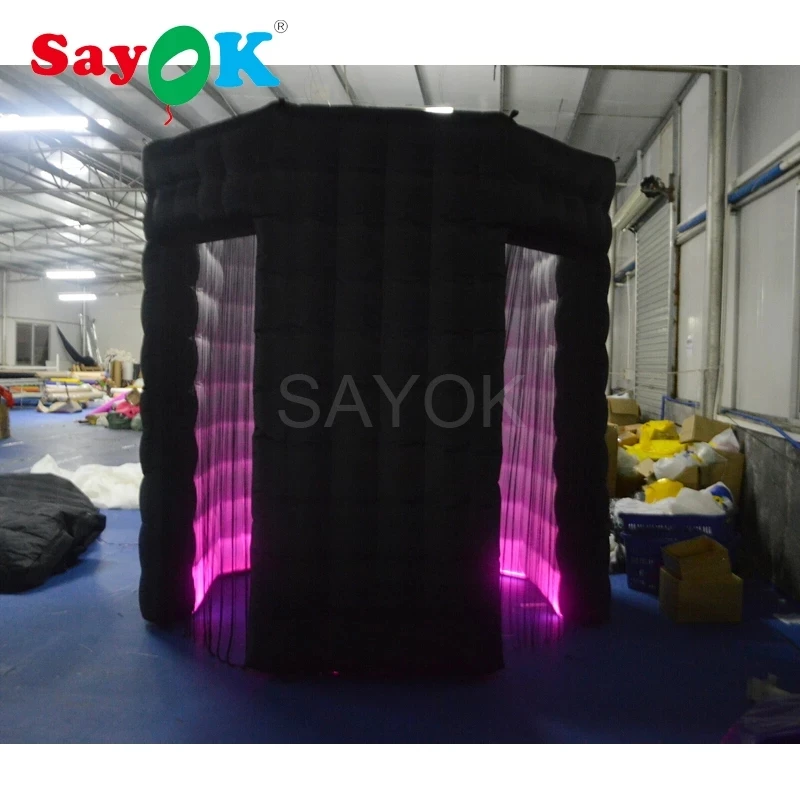 Octagon Inflatable Photo Booth Fashionable Black Inflatable Enclosure with Colorful Led Lights Photo Kiosk for Wedding, Party
Octagon Inflatable Photo Booth Fashionable Black Inflatable Enclosure with Colorful Led Lights Photo Kiosk for Wedding, Party