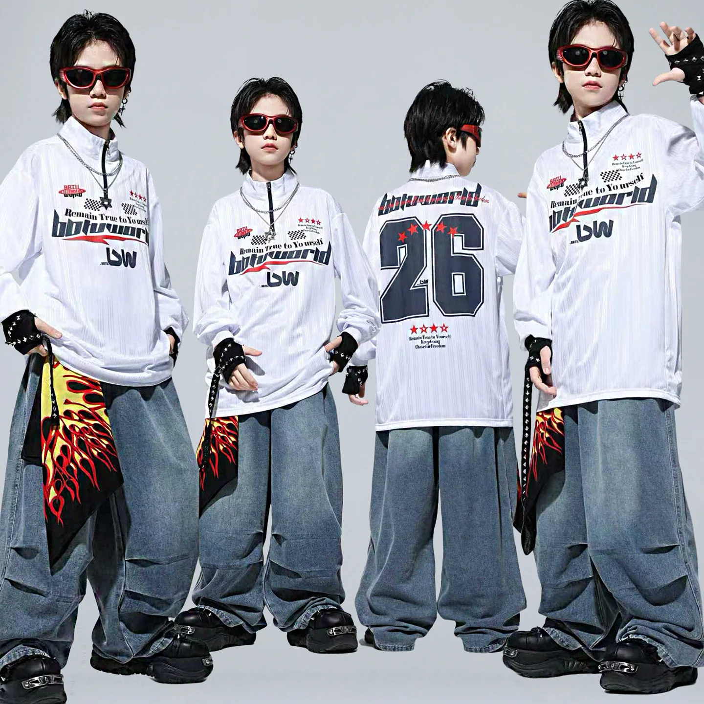 Свободный белый свитшот в стиле хип-хоп для мальчиков, джинсы для уличных танцев, брюки для девочек, крутая уличная одежда, комплекты детской джазовой одежды, детский костюм K-pop
Свободный белый свитшот в стиле хип-хоп для мальчиков, джинсы для уличных танцев, брюки для девочек, крутая уличная одежда, комплекты детской джазовой одежды, детский костюм K-pop