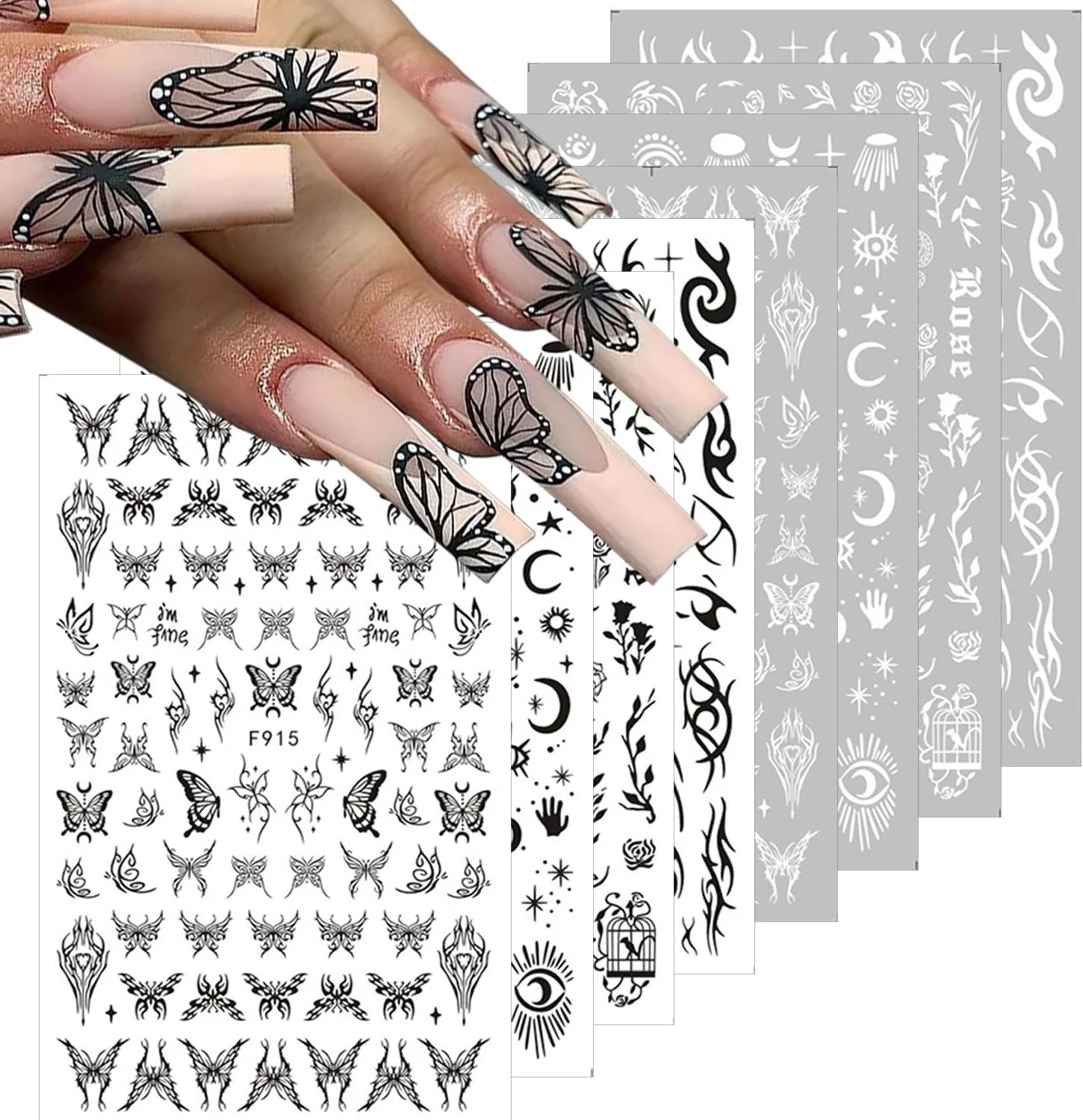 1PCS Black And White Butterfly Nail Stickers Boho Lines Sticker Flowers Nail Decoration Self-adhesive Heart Stickers For Nails
1PCS Black And White Butterfly Nail Stickers Boho Lines Sticker Flowers Nail Decoration Self-adhesive Heart Stickers For Nails