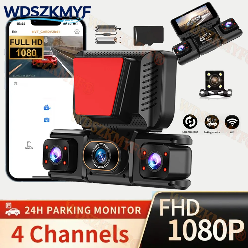 New Quad Lens Car Camera 360° Coverage 4CH WIFI dashcam 1080P 24H Parking Monitor G-Sensor Night Vision Car Security Accessory
New Quad Lens Car Camera 360° Coverage 4CH WIFI dashcam 1080P 24H Parking Monitor G-Sensor Night Vision Car Security Accessory