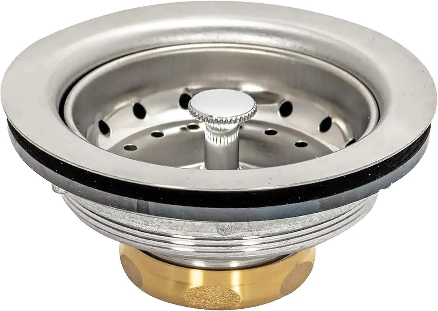 Stainless Steel Kitchen Sink Strainer for 3-1/2 Inch Opening, Brass Nut and Fixed Basket
Stainless Steel Kitchen Sink Strainer for 3-1/2 Inch Opening, Brass Nut and Fixed Basket