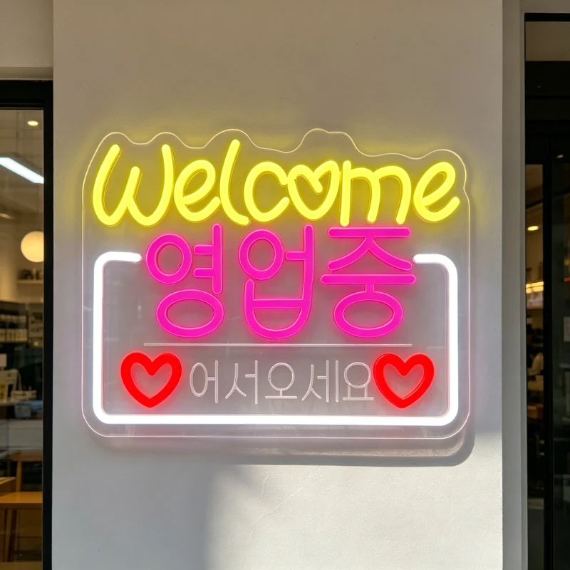 Welcome Korean Neon Sign USB Dimmable LED Neon Light For Cafe Restaurant Shop Bar Wall Decor Welcome Door Open Business Sign
Welcome Korean Neon Sign USB Dimmable LED Neon Light For Cafe Restaurant Shop Bar Wall Decor Welcome Door Open Business Sign