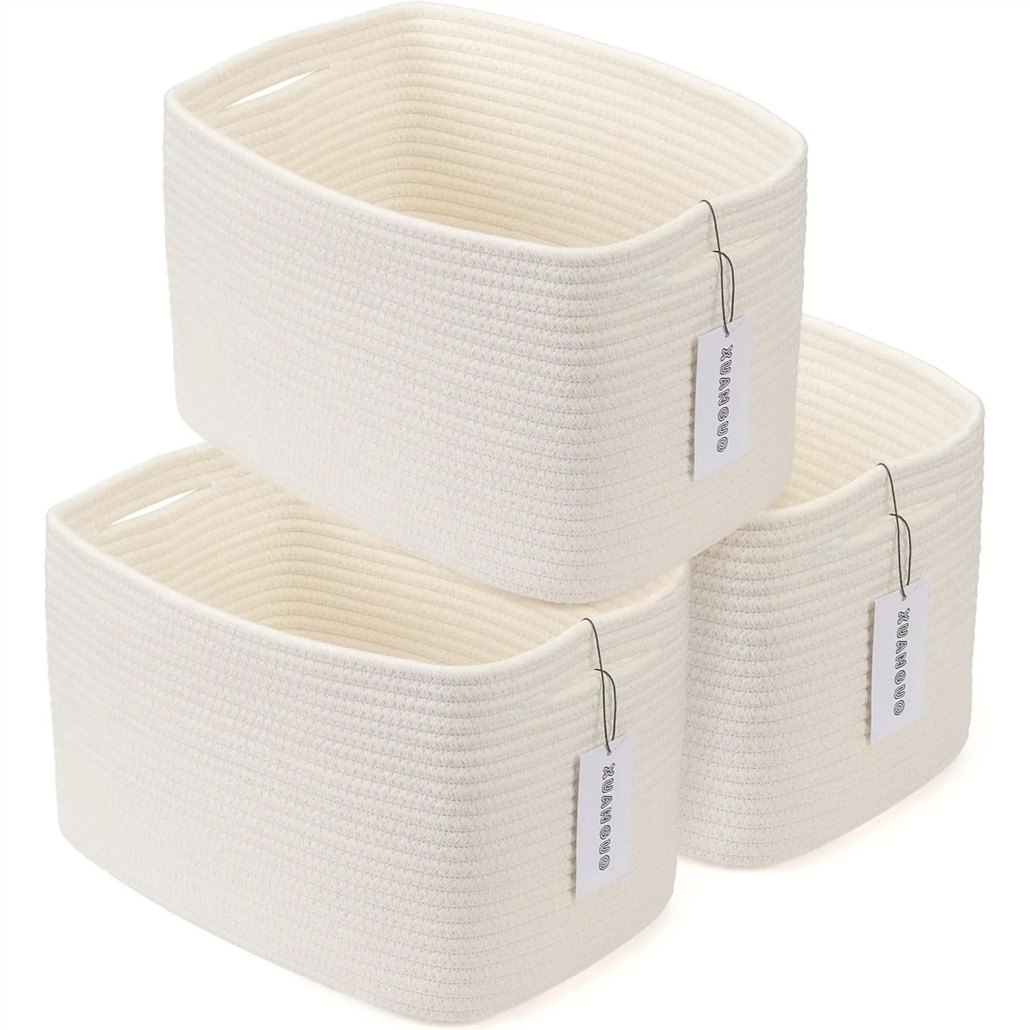 Cotton Rope Storage Basket Bins 3 Pack for Organizing Shelves, 15x10x9.3" Rectangle Decorative Basket for Clothes Toys Books
Cotton Rope Storage Basket Bins 3 Pack for Organizing Shelves, 15x10x9.3" Rectangle Decorative Basket for Clothes Toys Books