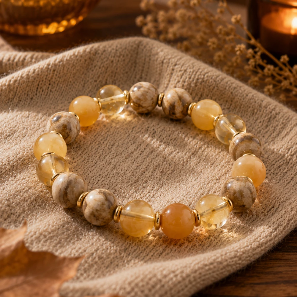 Natural Petrified Wood Citrine Bracelet for Men and Women, Honey Agate Beaded Jewelry Gift
Natural Petrified Wood Citrine Bracelet for Men and Women, Honey Agate Beaded Jewelry Gift