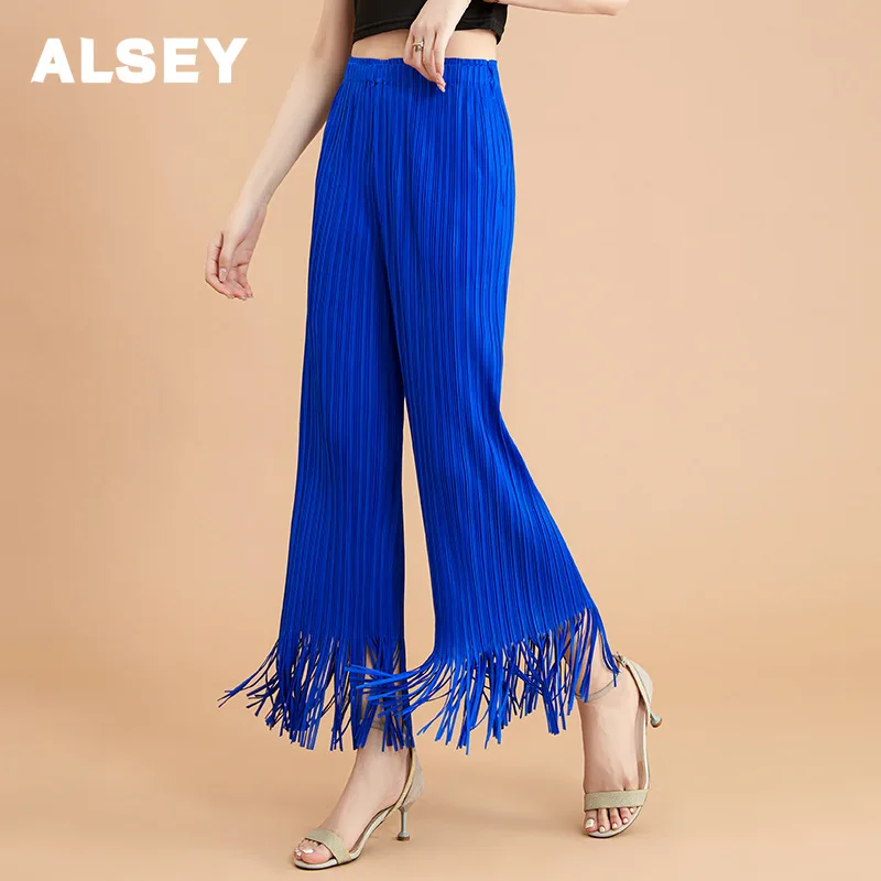 Женские плиссированные брюки ALSEY Miyake, новинка весенне-летнего сезона, модные драпированные прямые женские брюки с кисточками и высокой талией
Женские плиссированные брюки ALSEY Miyake, новинка весенне-летнего сезона, модные драпированные прямые женские брюки с кисточками и высокой талией