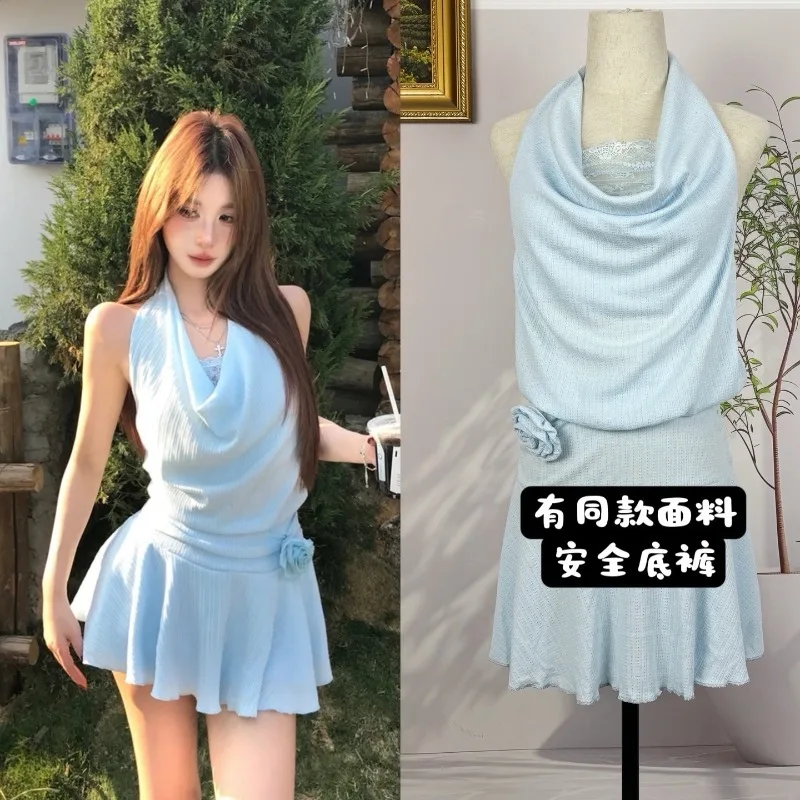 Hot Girl Halter Neck Dress Women's Spring and Summer Pure Sexy Slim Fit High Waisted A-line Short Dress Fashion Female Clothes
Hot Girl Halter Neck Dress Women's Spring and Summer Pure Sexy Slim Fit High Waisted A-line Short Dress Fashion Female Clothes