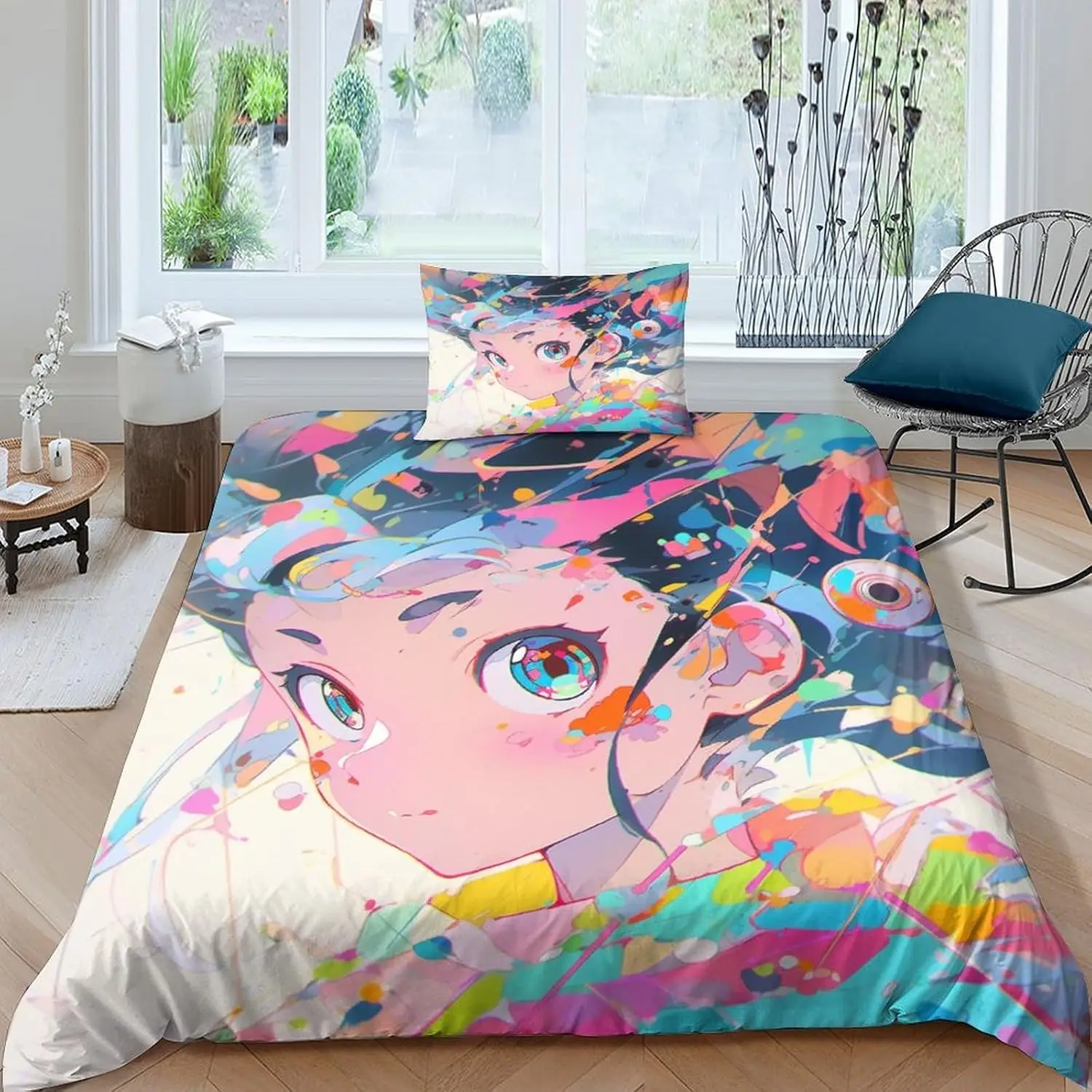 Anime Girl Bedding Set Blue Hair Pink Eyes 3D Printed Duvet Cover Set 3 Piece Soft Quilt Comforter Cover Twin Queen King
Anime Girl Bedding Set Blue Hair Pink Eyes 3D Printed Duvet Cover Set 3 Piece Soft Quilt Comforter Cover Twin Queen King