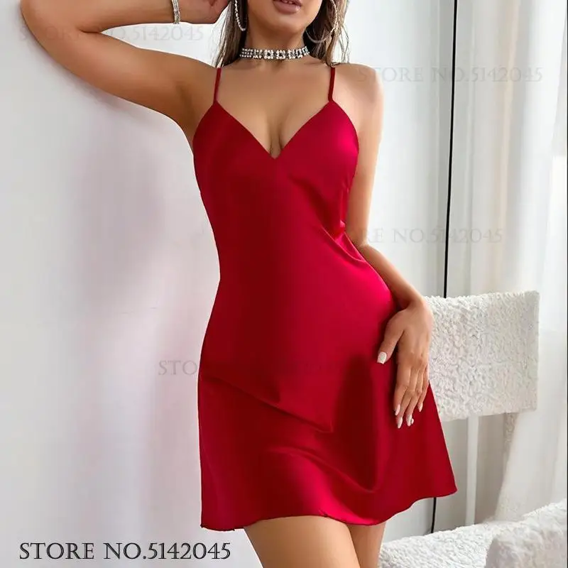 Summer Female Nightgown Home Dressing Gown Sexy Suspender Nightdress Intimate Lingerie Ice Silk Sleepwear Loungewear Nighty
Summer Female Nightgown Home Dressing Gown Sexy Suspender Nightdress Intimate Lingerie Ice Silk Sleepwear Loungewear Nighty