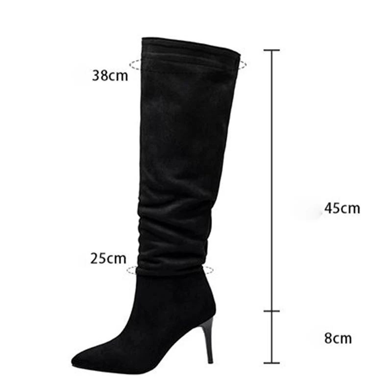 Girseaby Fashion Women Knee High Boots Pointed Toe Thin Heels Flock Suede Pleated 46 47 48 Sexy Party Long Booties
Girseaby Fashion Women Knee High Boots Pointed Toe Thin Heels Flock Suede Pleated 46 47 48 Sexy Party Long Booties