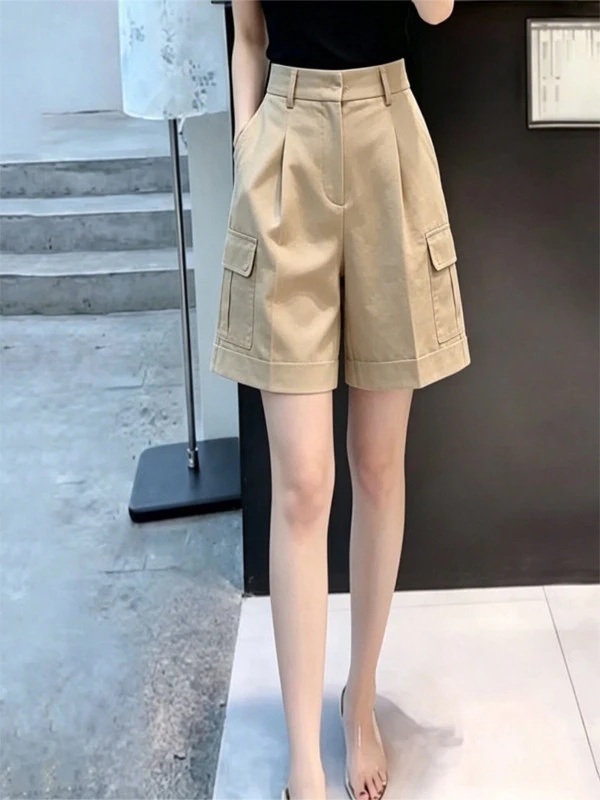 Khaki Workwear Short Pants Women's Loose Fit Versatile Unique Design Casual High Waist Straight Leg Summer Fashion Slimming
Khaki Workwear Short Pants Women's Loose Fit Versatile Unique Design Casual High Waist Straight Leg Summer Fashion Slimming