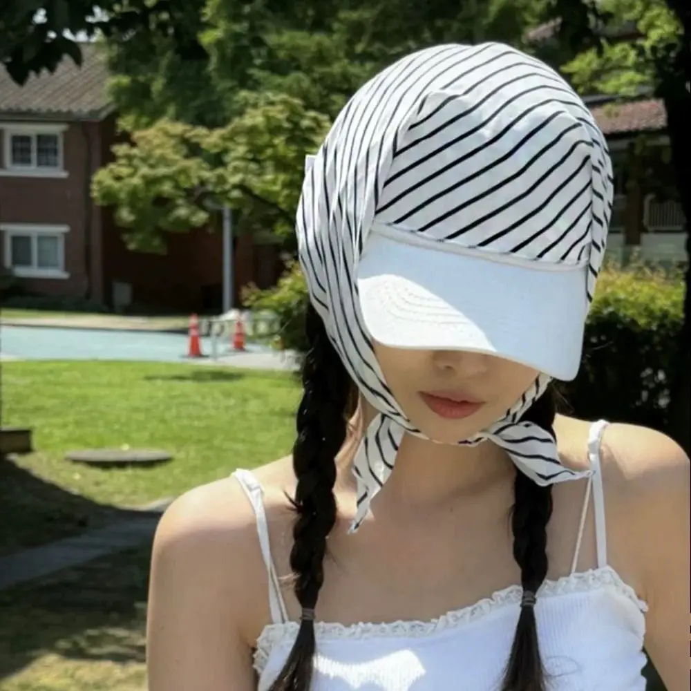 Fashion Korean Style Scarf Hat Cotton Spicy Girls Stripe Baseball Cap Hair Scarf Sunscreen Strappy Scarf Hat Street
Fashion Korean Style Scarf Hat Cotton Spicy Girls Stripe Baseball Cap Hair Scarf Sunscreen Strappy Scarf Hat Street