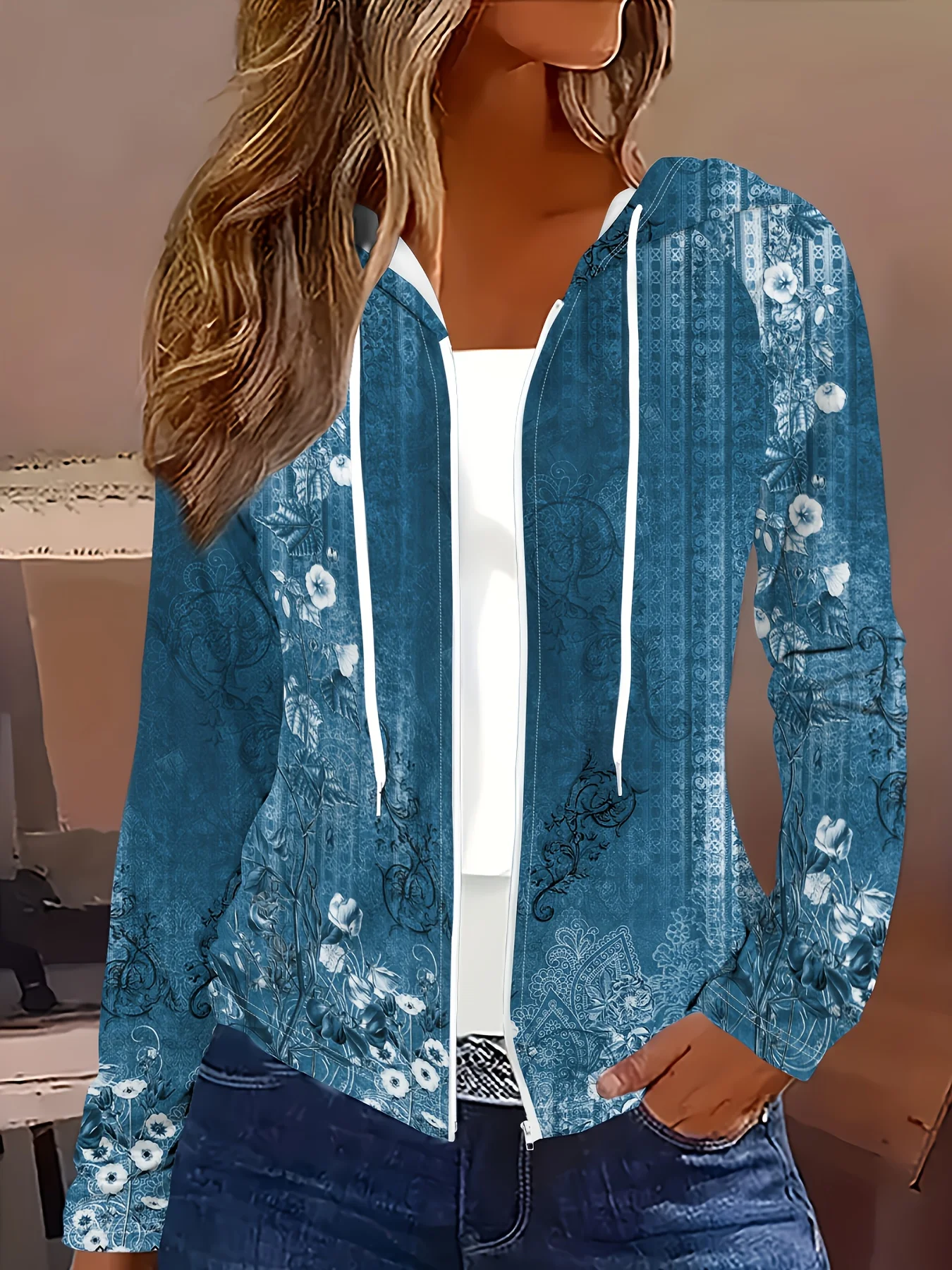 Printed Design casual style Floral Mandala Denim Print Pattern hooded jacket
Printed Design casual style Floral Mandala Denim Print Pattern hooded jacket