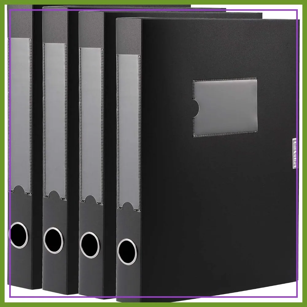 A4 Storage File Boxes, Foldable Plastic File Folder, 5.8cm Thick, Large Capacity, Black (Pack of 4)
A4 Storage File Boxes, Foldable Plastic File Folder, 5.8cm Thick, Large Capacity, Black (Pack of 4)