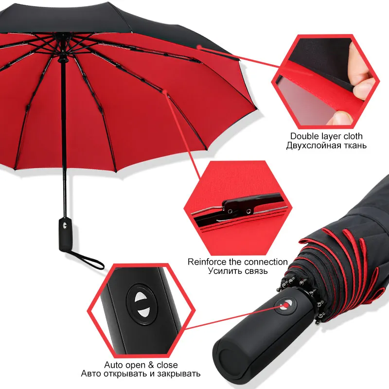Wind Resistant Folding Automatic Umbrella Rain Women Auto Luxury Big Windproof Umbrellas Rain For Men Black Coating 10K Parasol
Wind Resistant Folding Automatic Umbrella Rain Women Auto Luxury Big Windproof Umbrellas Rain For Men Black Coating 10K Parasol
