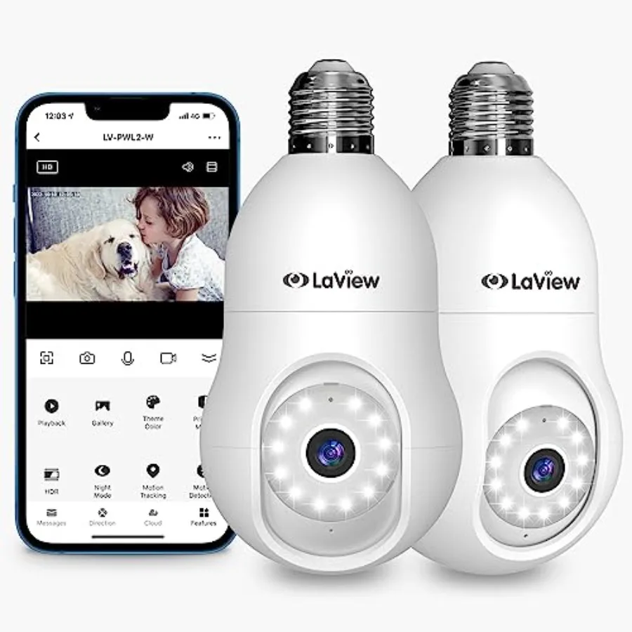 Outdoor/indoor 4MP bulb security camera, ABS plastic, white, 360 2K full-color day/night vision with motion detection and audib
Outdoor/indoor 4MP bulb security camera, ABS plastic, white, 360 2K full-color day/night vision with motion detection and audib