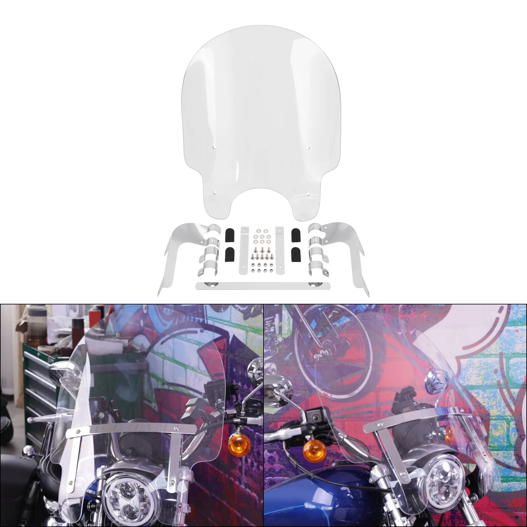 Motorcycle Clear Windscreen Windshield W/ 39mm Clamps For Harley Sportster XL 883 1200 Dyna Wide Glide Low Rider Super Glide
Motorcycle Clear Windscreen Windshield W/ 39mm Clamps For Harley Sportster XL 883 1200 Dyna Wide Glide Low Rider Super Glide