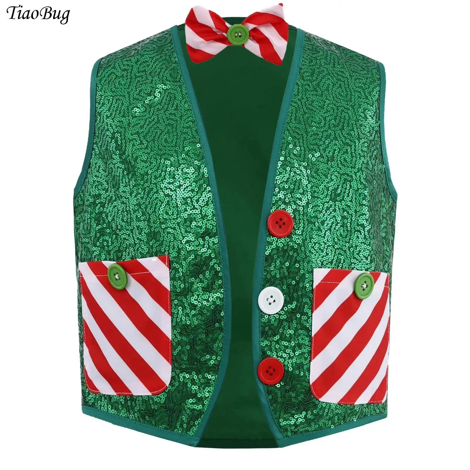 Teens Boys Christmas Shiny Sequin Santa Elf Vest Xmas Striped Waistcoat Jacket Bowtie Latin Jazz Disco Dance New Year Costumes
Teens Boys Christmas Shiny Sequin Santa Elf Vest Xmas Striped Waistcoat Jacket Bowtie Latin Jazz Disco Dance New Year Costumes