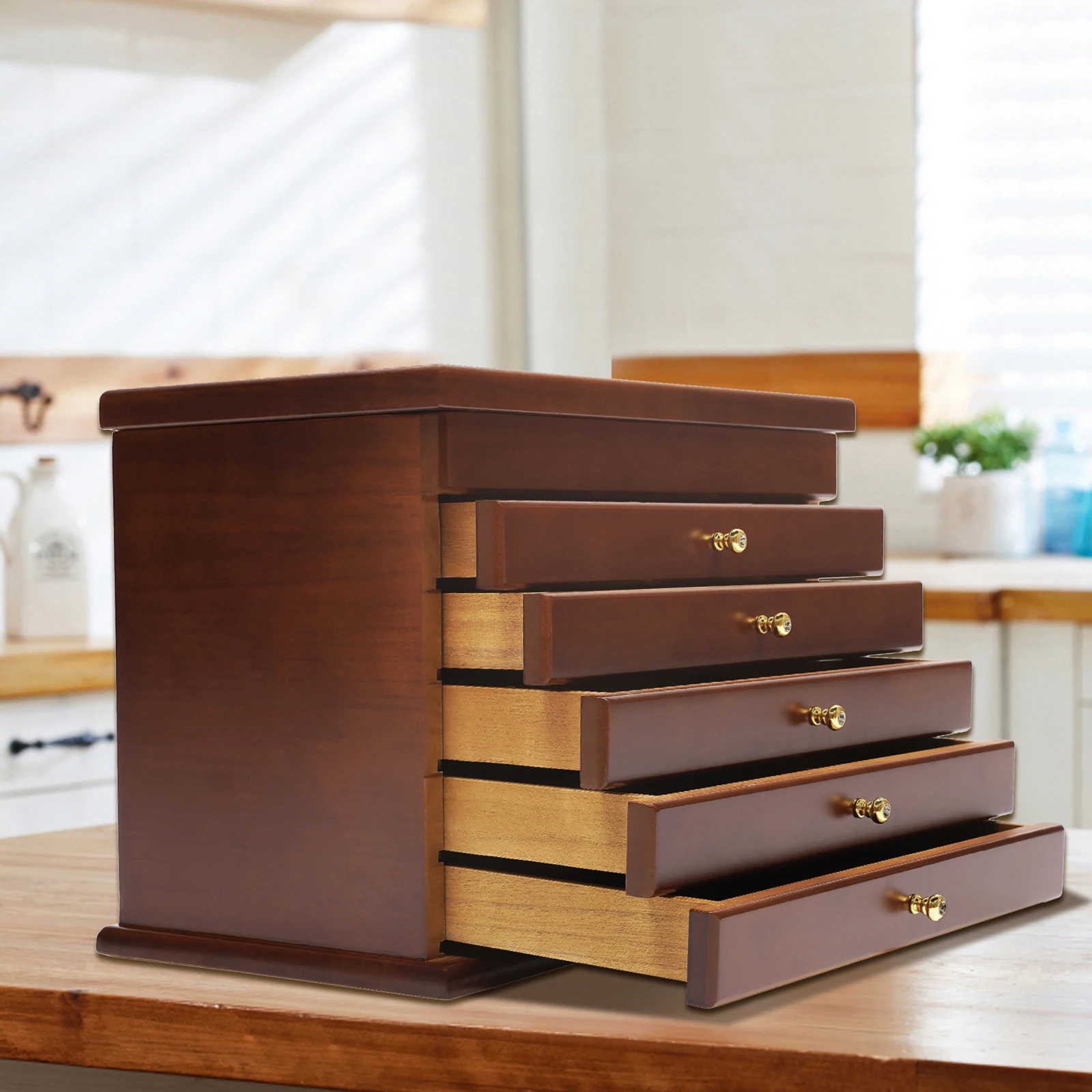 6 Tiers Jewelry Storage Box Organizer Cabinet, Wood Jewelry Necklace Chest Armoire Drawer, High Quality Box Display Case
6 Tiers Jewelry Storage Box Organizer Cabinet, Wood Jewelry Necklace Chest Armoire Drawer, High Quality Box Display Case