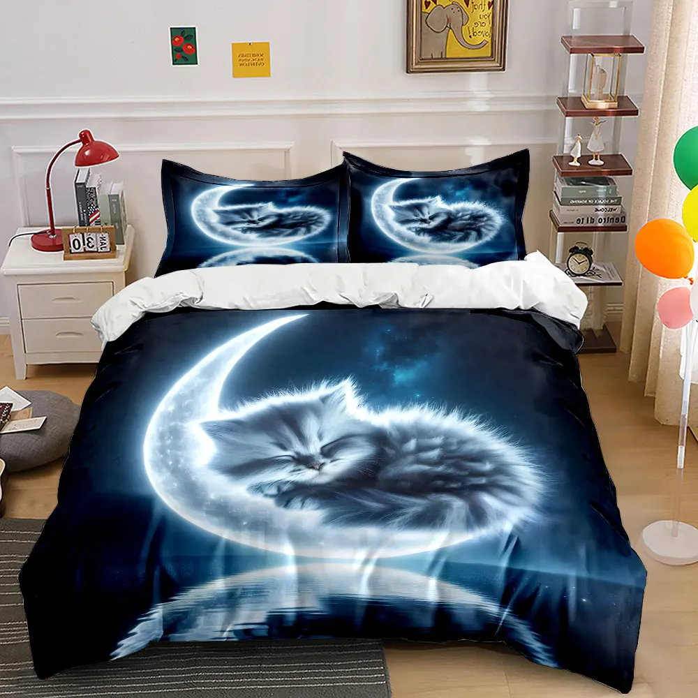 Dreamy kitten sleeping on moon Print Bedding Set 1 Duvet Cover 2 Pillowcases for Adult and Children Luxury Gift Full Size
Dreamy kitten sleeping on moon Print Bedding Set 1 Duvet Cover 2 Pillowcases for Adult and Children Luxury Gift Full Size