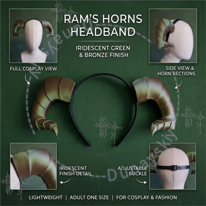 Curved Ram Horns Cosplay Headband Vintage Demon Sheep Horn Headwear for DND Fantasy Halloween Party Anime Roleplay Costume Acce
Curved Ram Horns Cosplay Headband Vintage Demon Sheep Horn Headwear for DND Fantasy Halloween Party Anime Roleplay Costume Acce